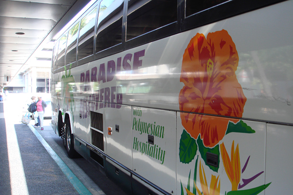 Tour bus to Waikiki